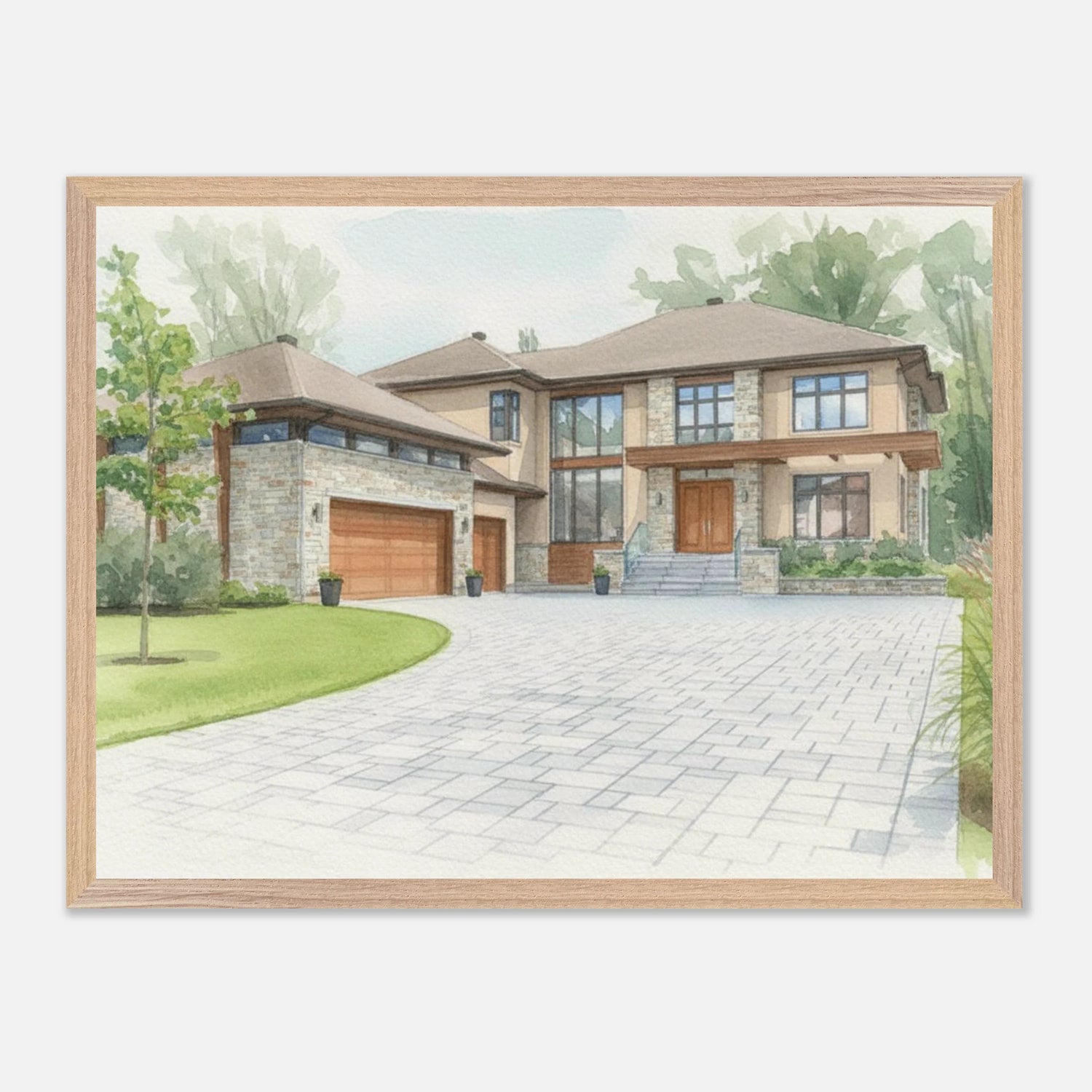 Custom Watercolor Home Portrait